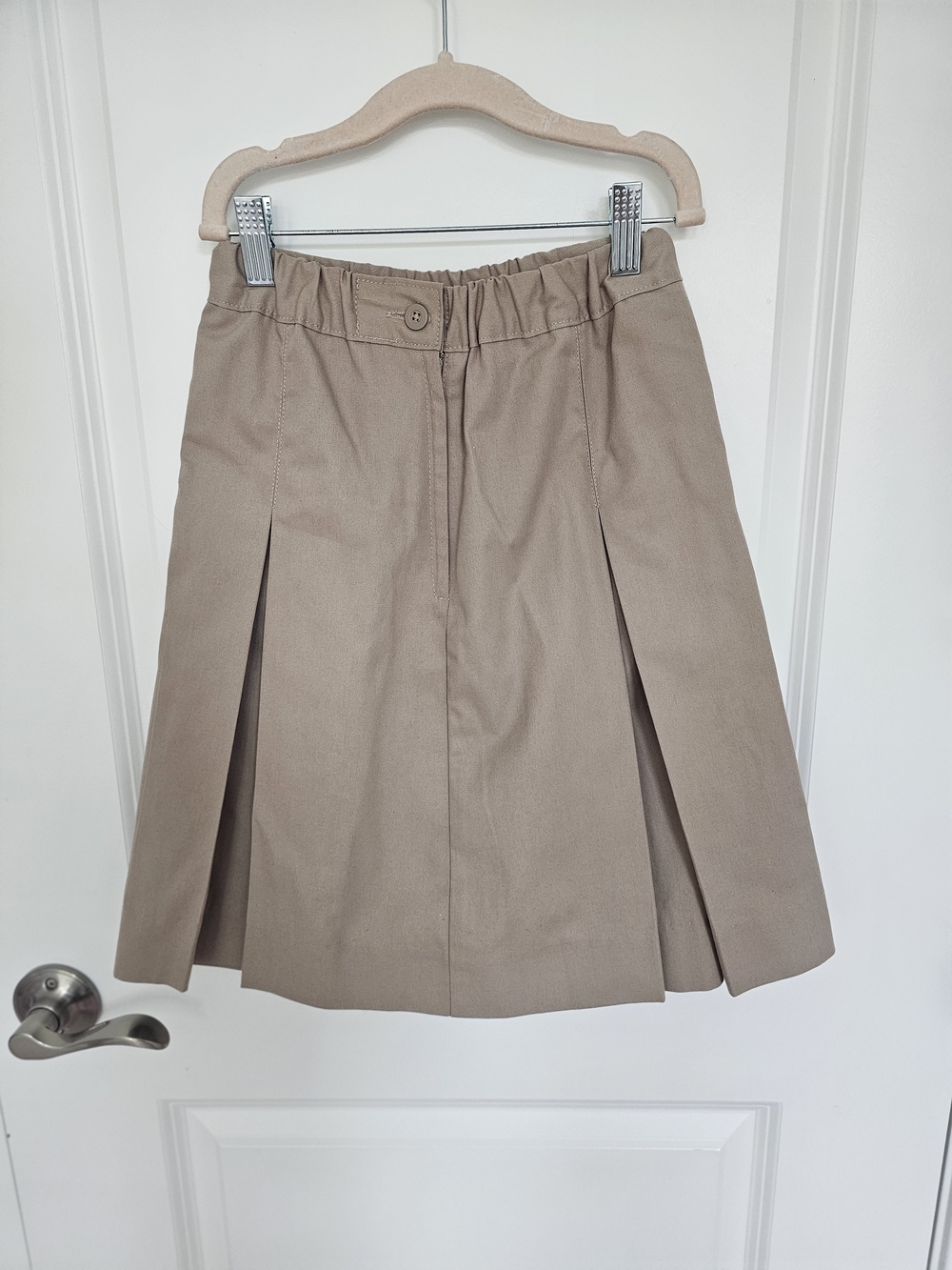 Girls' Uniform Pleated A-Line Skirt in Taupe